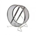 Kołowrotek metalowy dla gryzoni. Masywna karuzela na stojaku, wypełniona siatką. Średnica 12cm.