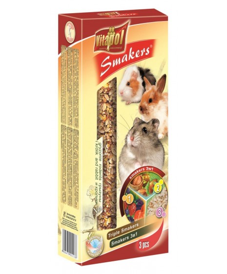 Kolba dla gryzoni VITAPOL MIX potrójna 3w1. Pyszna przekąska dla duzych i małych milusińskich. 135g.