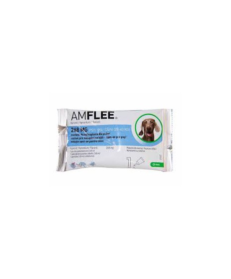 Krople przeciw pchłom i kleszczom AMFLEE dla psów o wadze 20-40 kg .