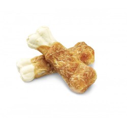 Kość wołowa dla psa zawinięta mięsem z kurczaka. Idealny przysmak.