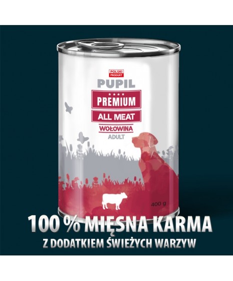 PUPIL- karma mokra dla psa PREMIUM ALL MEAT ADULT 400g. Z wołowiną.