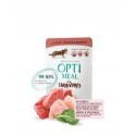 Saszetka dla kota OPTI MEAL 85g - Pyszna karma mokra z kurczakiem, cielęciną i szpinakiem dla kociaka. Duża zawartość mięsa.
