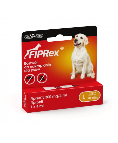 Fiprex- Krople do nakrapiania dla psów przeciw pchłom, kleszczom i wszom. Dla psa o masie od 20kg do 40kg.