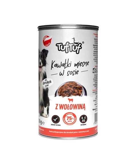 Pretender- pełnoporcjowa karma z wołowiną  dla dorosłych psów z kawałkami mięsnymi w sosie.