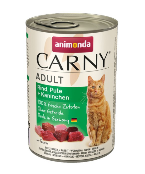 Animonda Carny - karma mokra w puszce dla kotów. 400g. Wołowina z indykiem i królikiem.