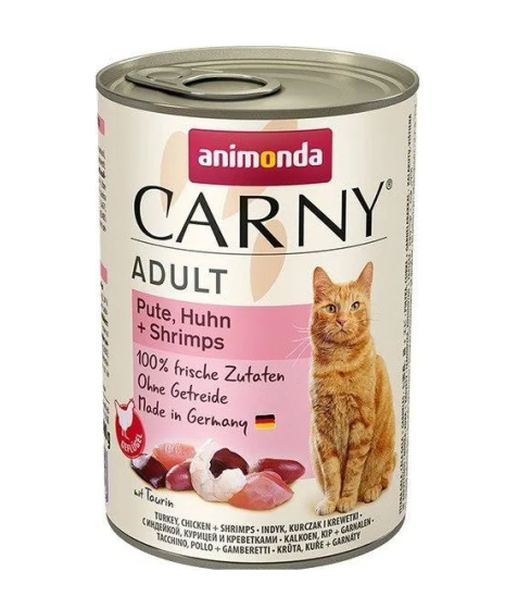 Animonda Carny - karma mokra w puszce dla kotów. 400g. Wołowina z indykiem i krewetkami.