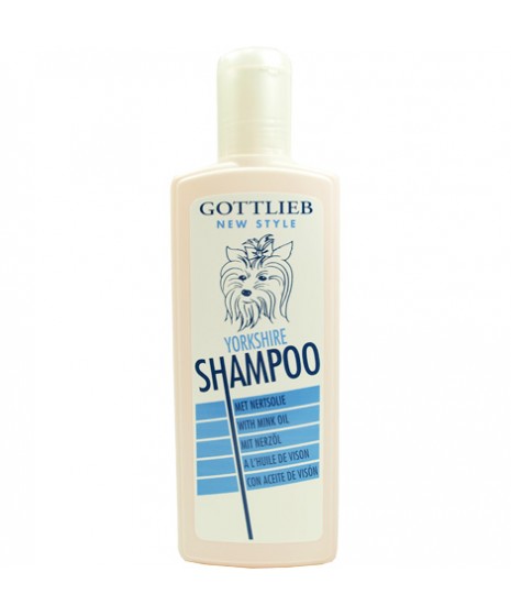 Szampon GOTTLIEB  z olejkiem norkowym dla psów o długim, jedwabistym włosie, polecany zwłaszcza dla Yorkshire Terierów.