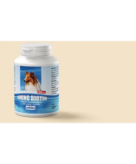 Witaminy AMINOBIOTIN Mikita - karma uzupełniająca dla psów i kotów.