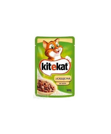Saszetka dla kota KITEKAT 100g z cielęciną. Mokra karma.