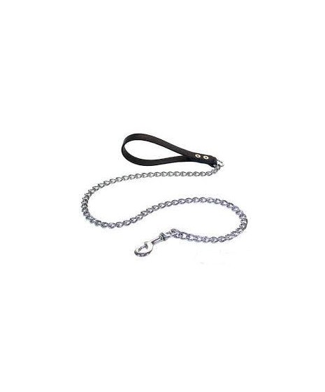 Smycz łańcuszkowa długość około 110cm. Rączka skórzana. Produkt POLSKI. Szerokość 18mm.